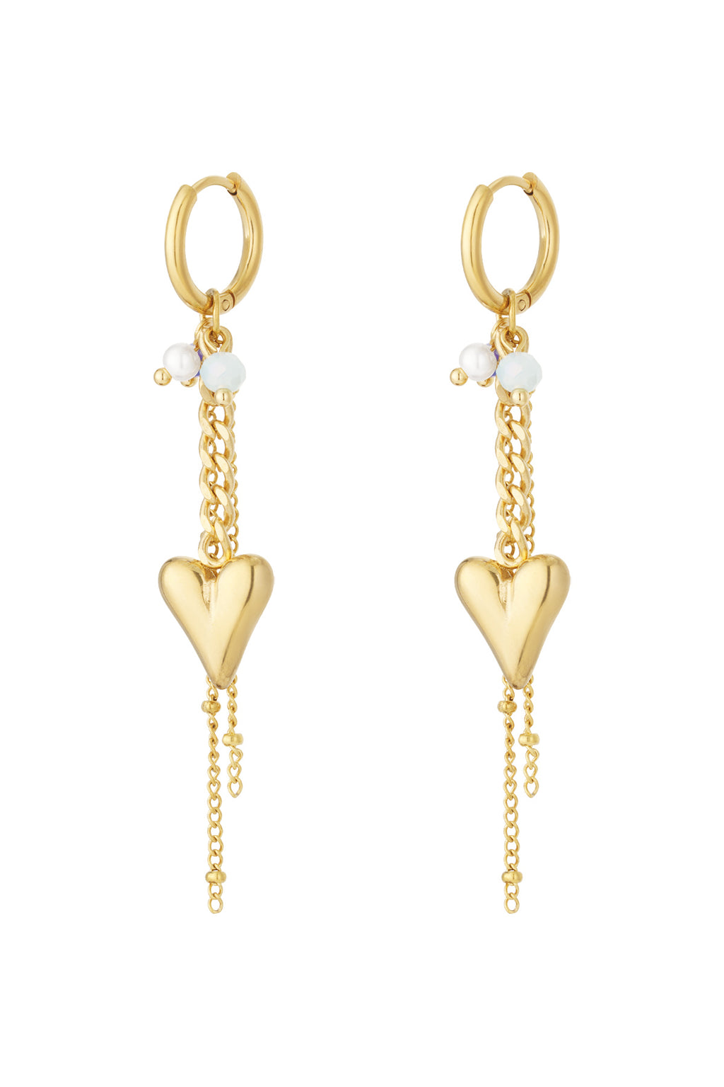Heart Drop Earrings – 14K Gold Plated Steel