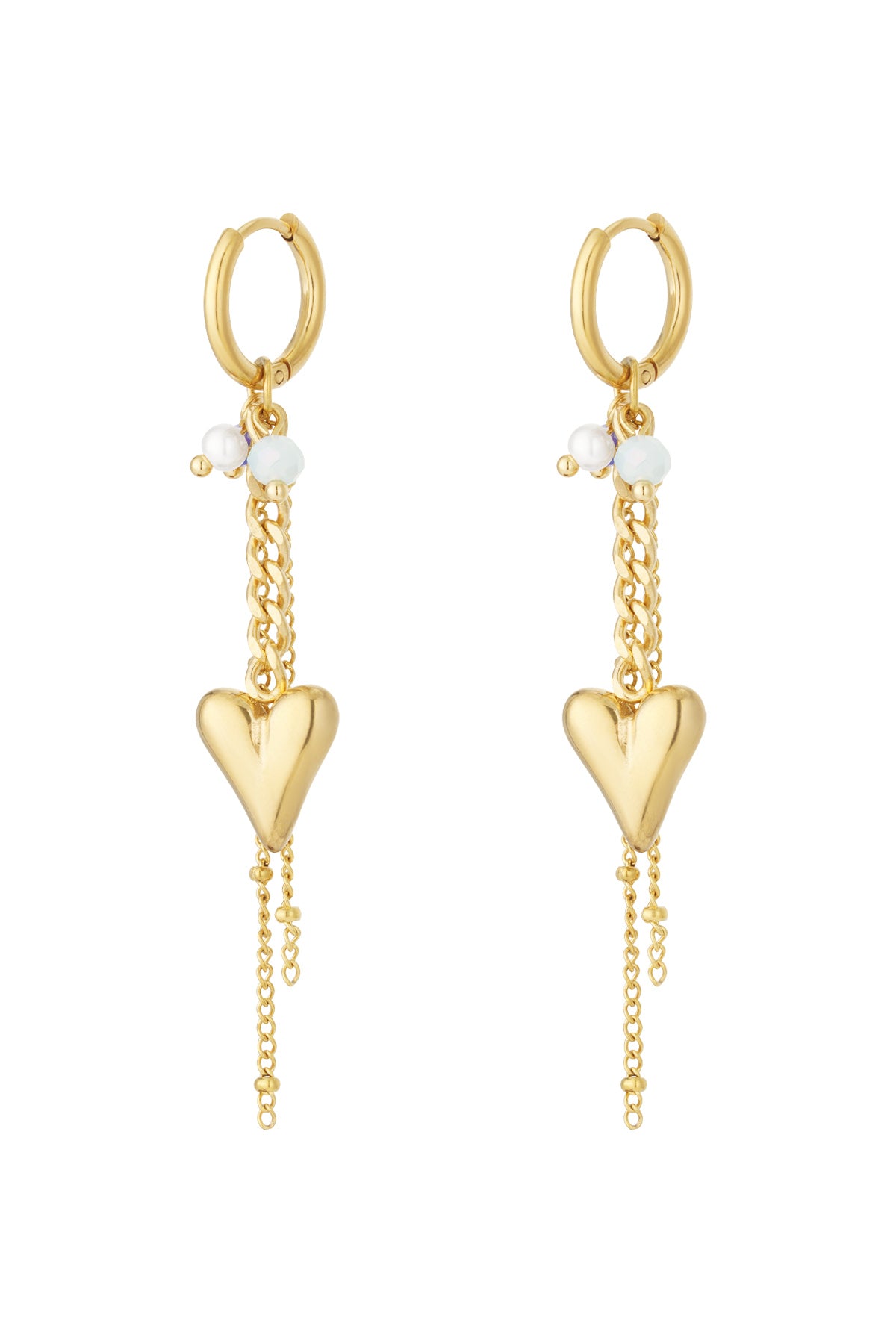 Heart Drop Earrings – 14K Gold Plated Steel