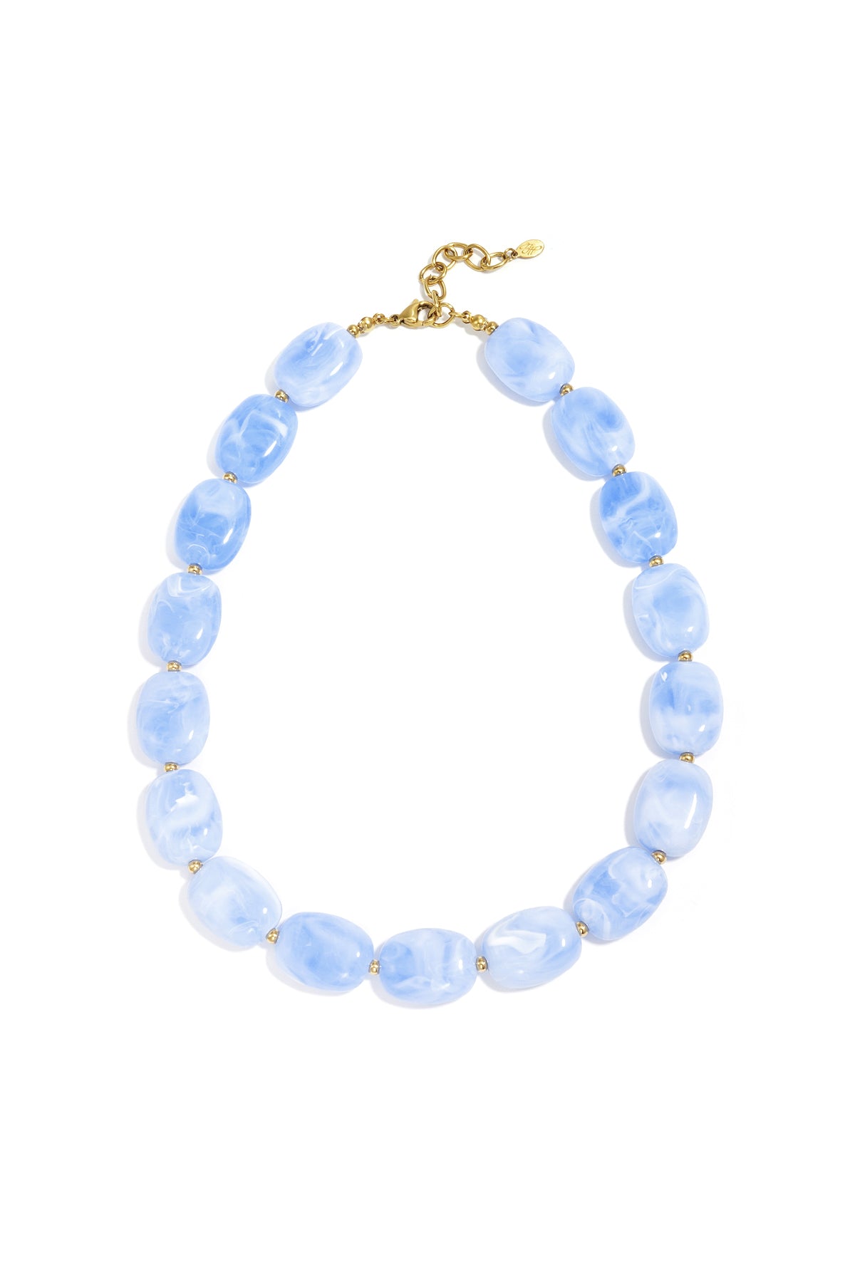 Statement Beaded Necklace – Amber Acrylic & Steel