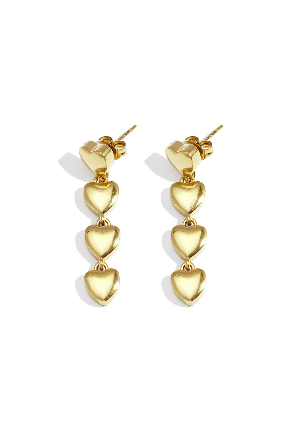 Heart Dangle Earrings – Silver-Tone Steel