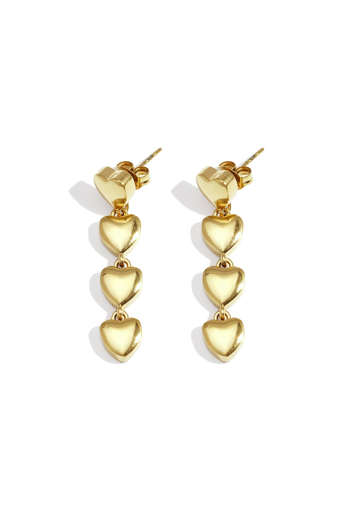 Heart Dangle Earrings – Silver-Tone Steel