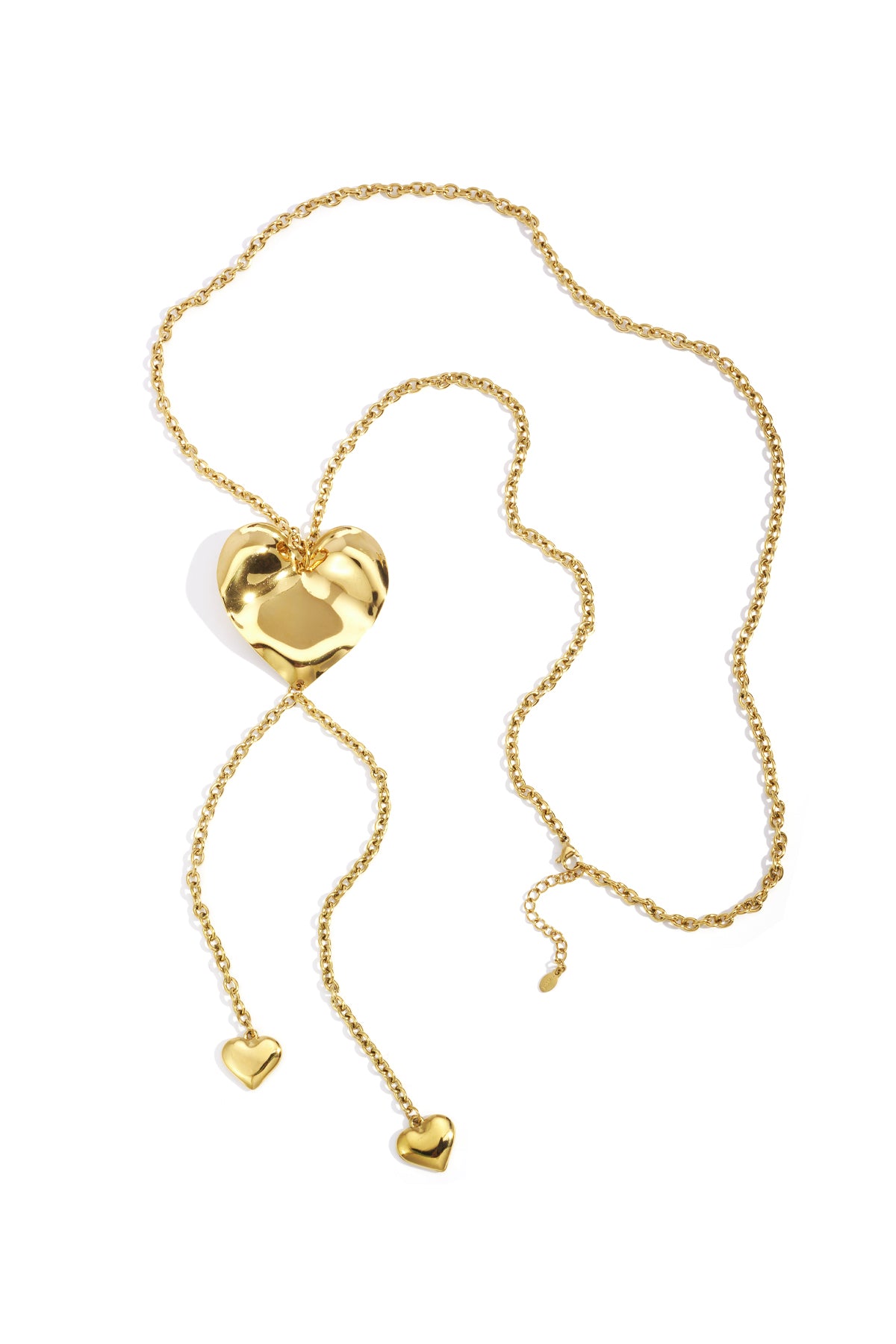 Heart Long Necklace – Gold-Plated Steel