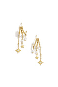 Triple earrings with pearl and star pendants