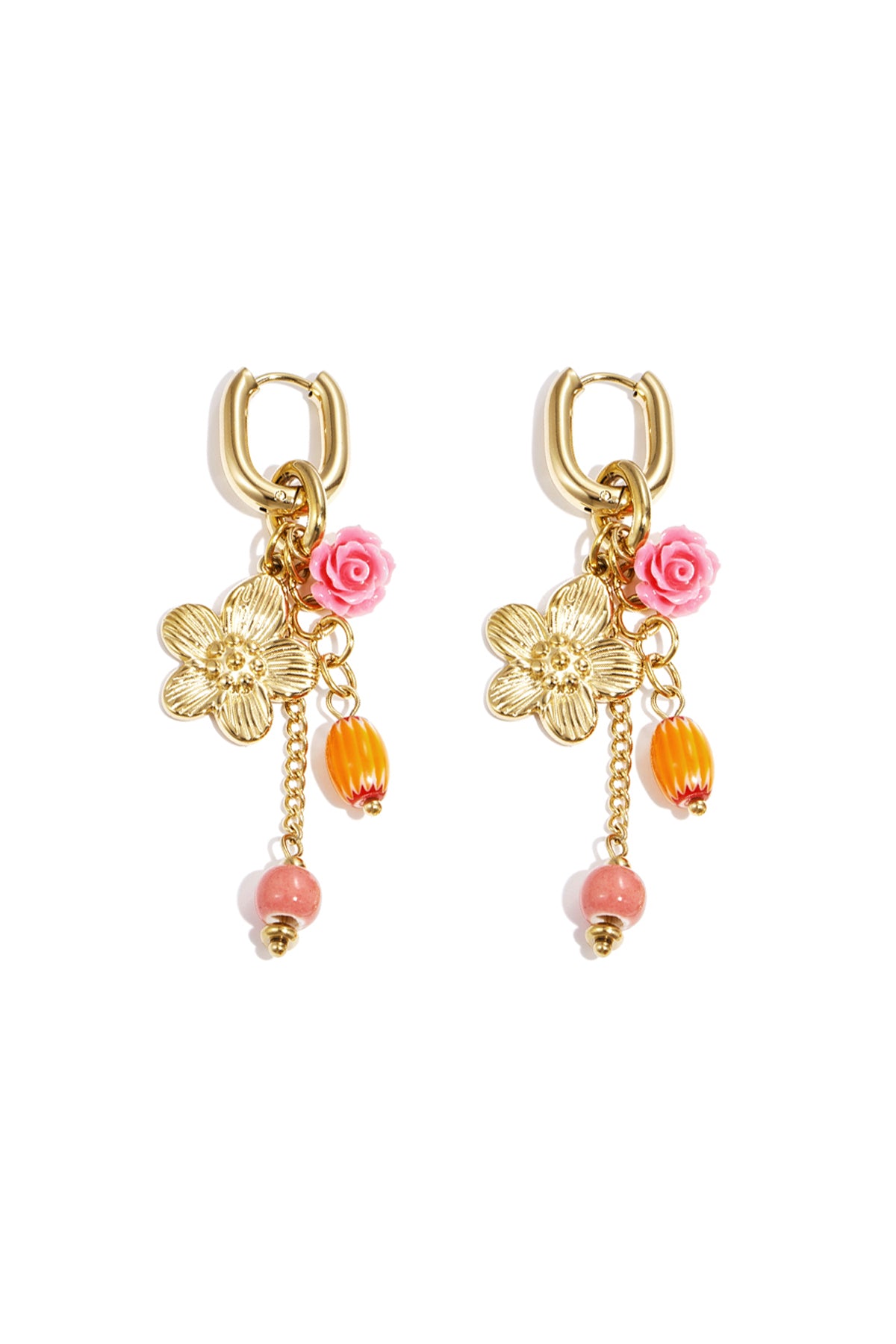 Stainless Steel Beads Earrings Flower Casual Daily Romantic Series Women's jewelry
