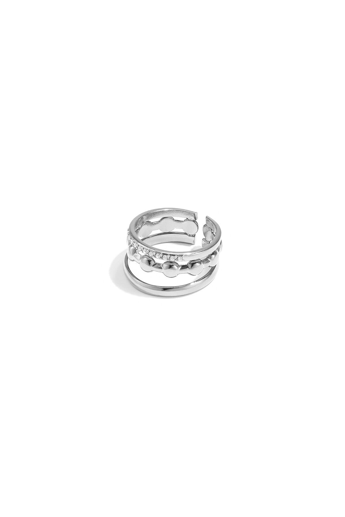 Minimalist Adjustable Rhinestone Ring - Silver & Gold