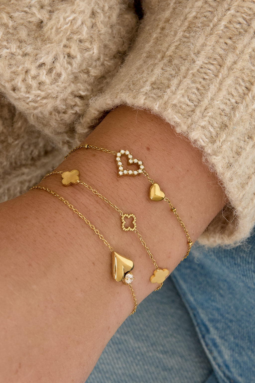 Stainless Steel Charm Bracelets Heart Simple Daily Simple Series Women's jewelry