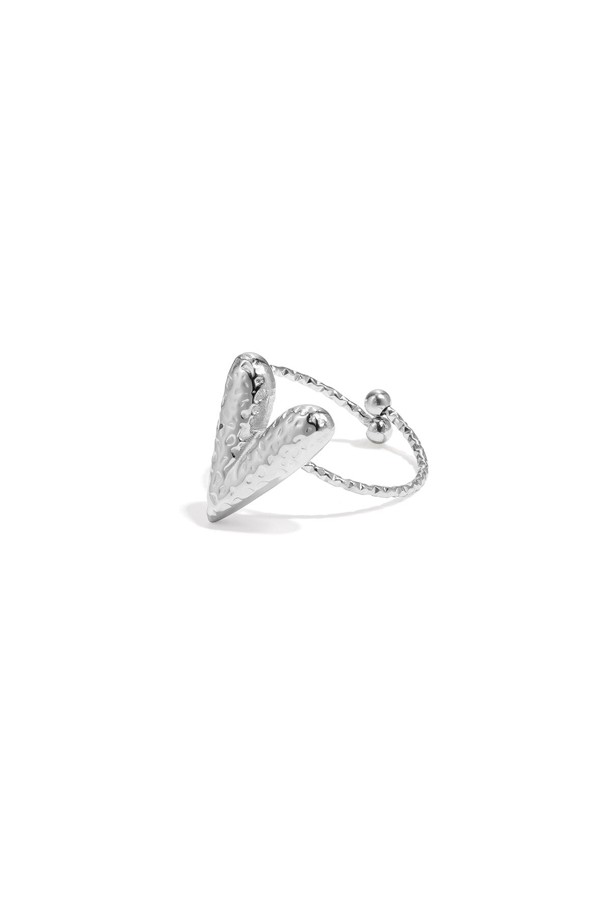 Elegant Heart Adjustable Statement Ring in Silver & Gold