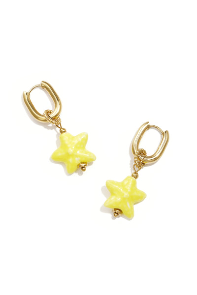 Squoval earrings with colored star pendant