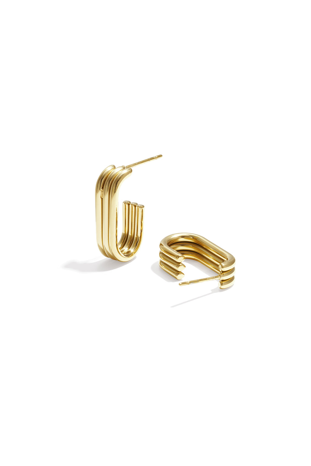 Rectangle Hoop Earrings – Gold-Plated Steel