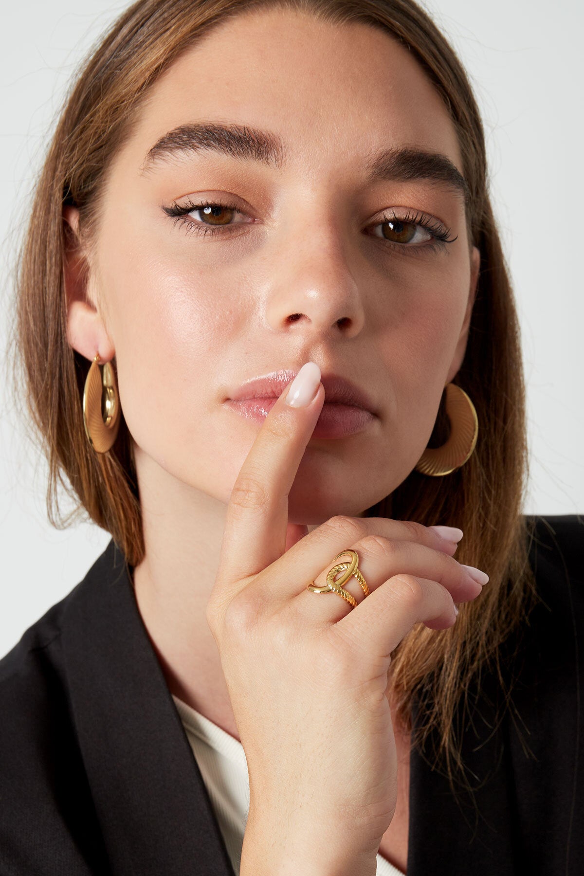 Elegant Adjustable Statement Ring in Silver and Gold