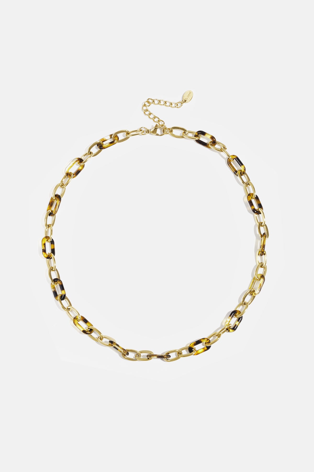 Statement Chain Necklace – Brown Steel & Acrylic