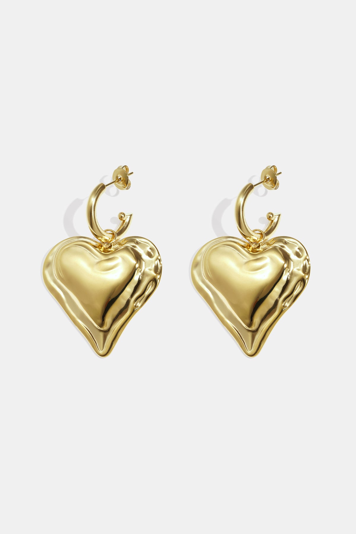 Heart Drop Earrings – Gold-Plated Steel