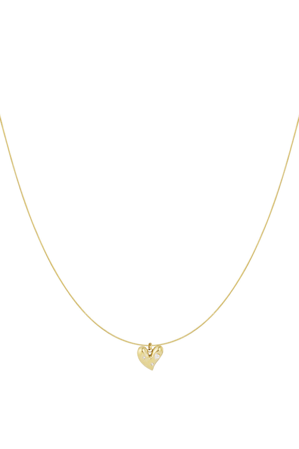 Heart Pendant Necklace – Gold-Plated Steel & Rhinestones