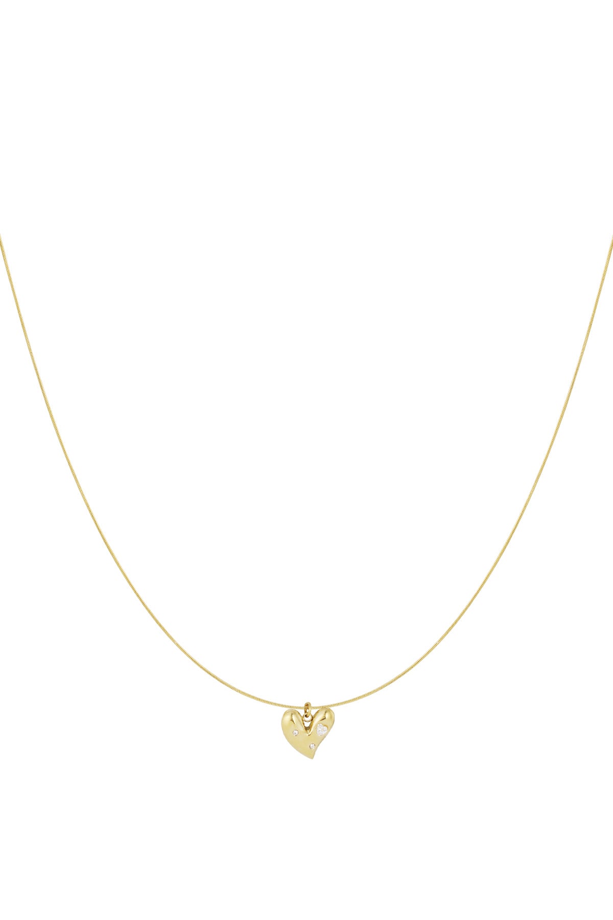 Heart Pendant Necklace – Gold-Plated Steel & Rhinestones