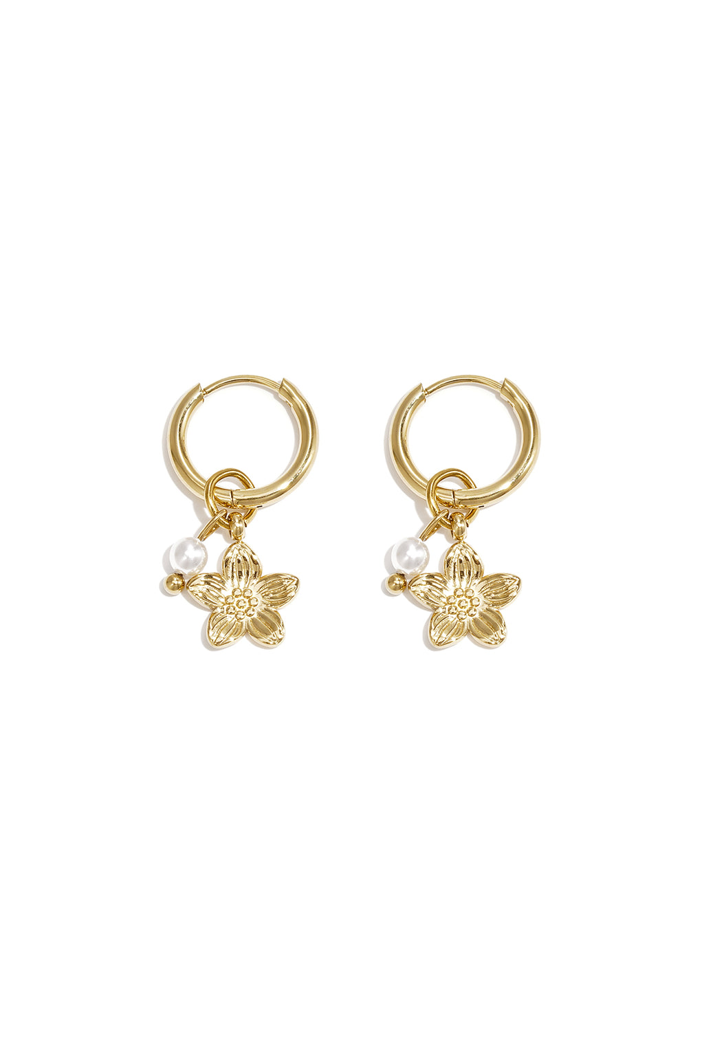 Flower Drop Earrings – Gold-Plated Steel