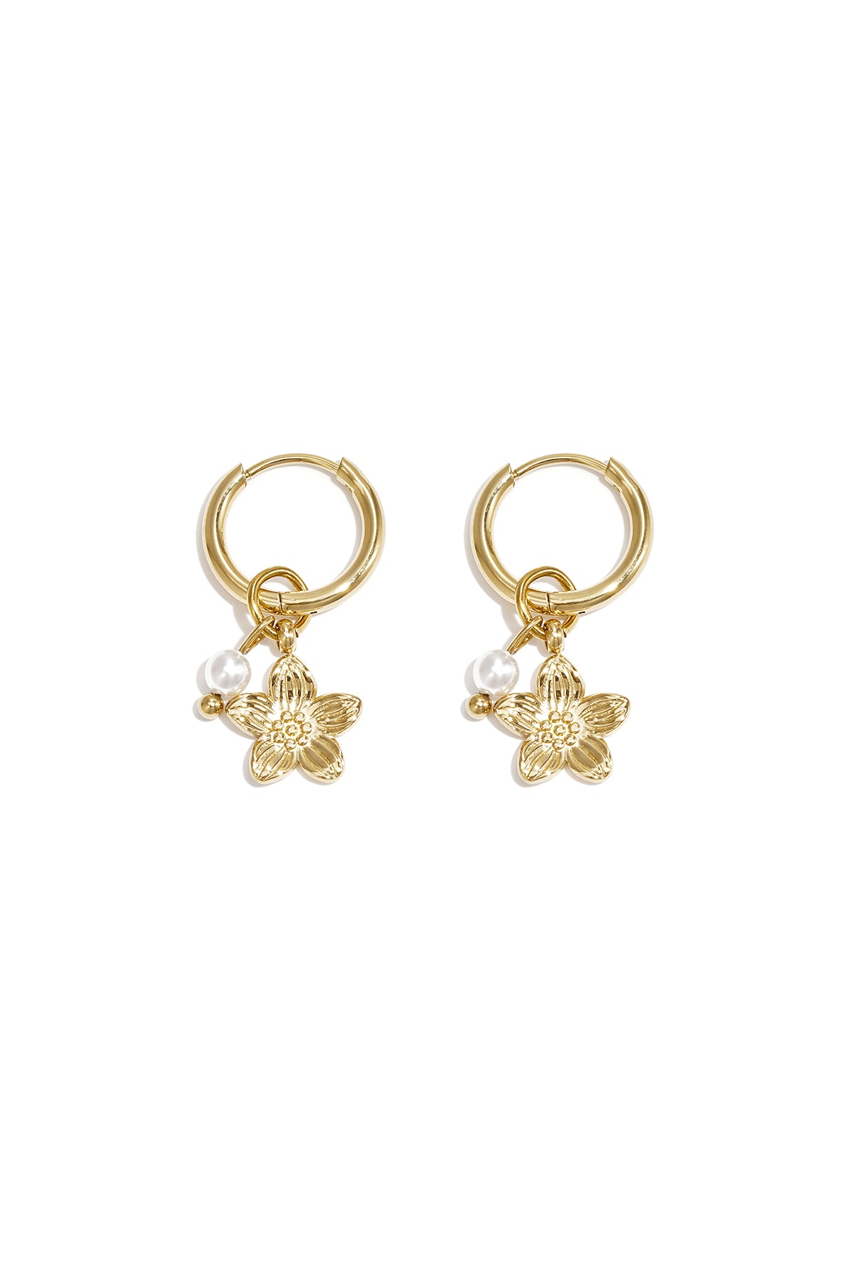 Flower Drop Earrings – Gold-Plated Steel