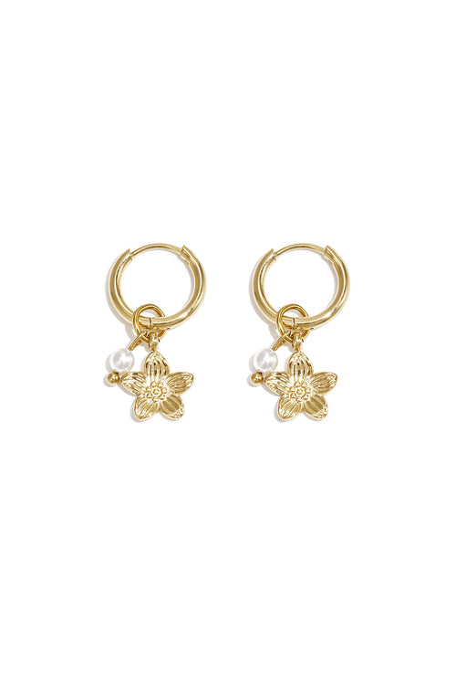 Flower Drop Earrings – Gold-Plated Steel
