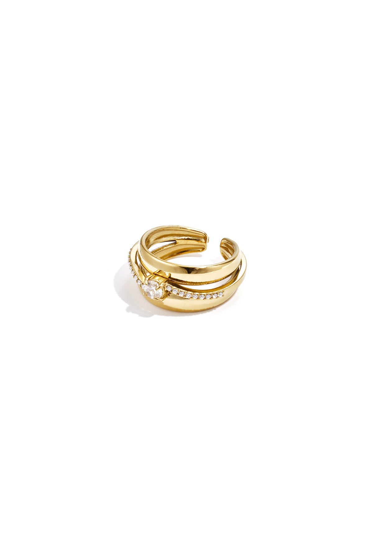 Elegant Irregular Rhinestone Ring - Adjustable & Luxurious